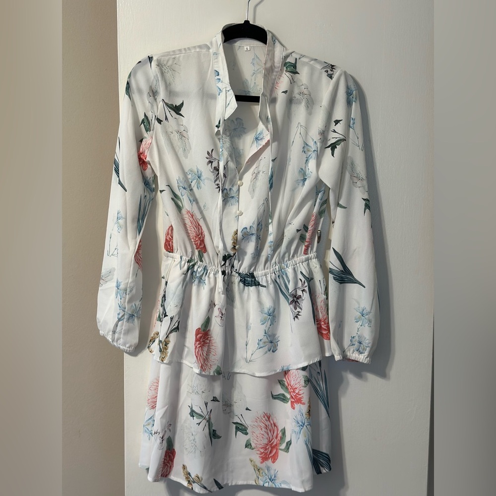 Floral Button Down 3/4 Sleeve Summer Dress